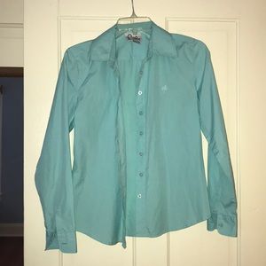 Size 4 blue button up blouse